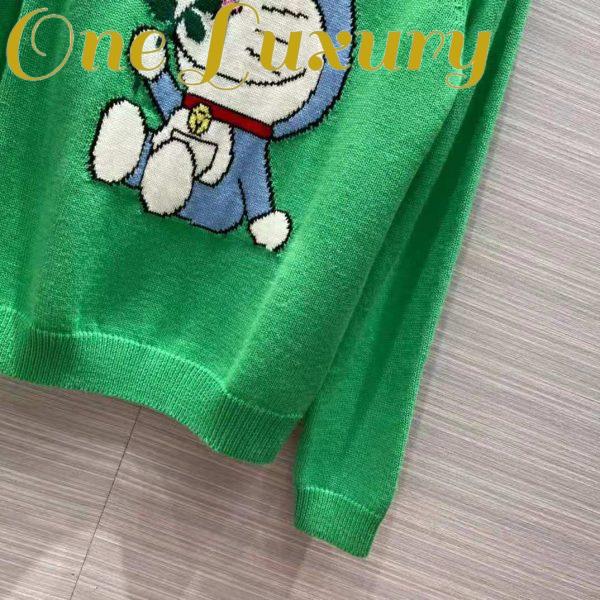 Replica Gucci Women Doraemon x Gucci Wool Sweater Green Wool Crewneck 8