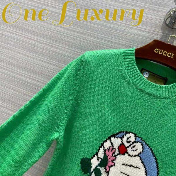 Replica Gucci Women Doraemon x Gucci Wool Sweater Green Wool Crewneck 10