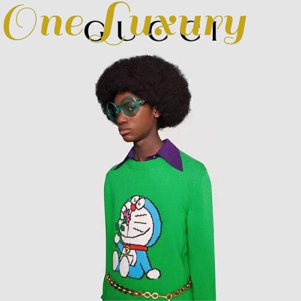 Replica Gucci Women Doraemon x Gucci Wool Sweater Green Wool Crewneck 13