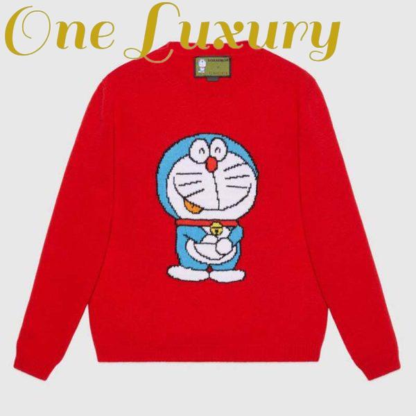 Replica Gucci Women Doraemon x Gucci Wool Sweater Red Wool Crewneck