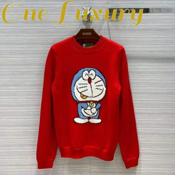 Replica Gucci Women Doraemon x Gucci Wool Sweater Red Wool Crewneck 2