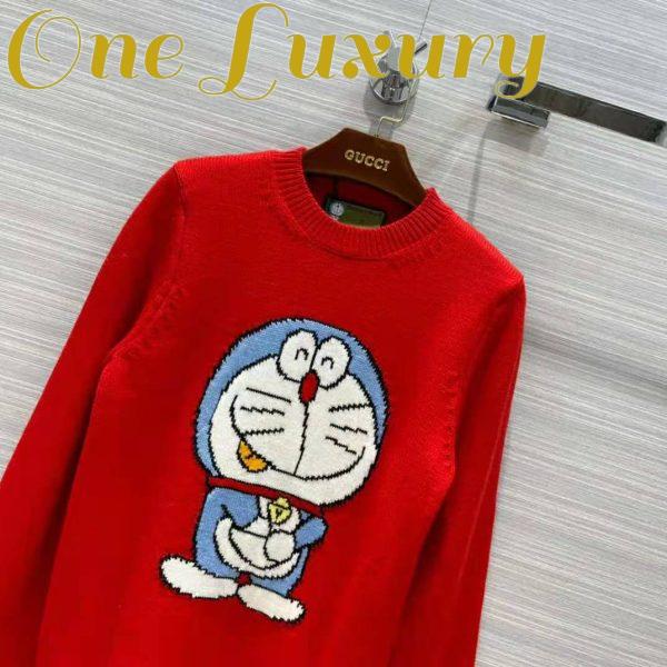 Replica Gucci Women Doraemon x Gucci Wool Sweater Red Wool Crewneck 4