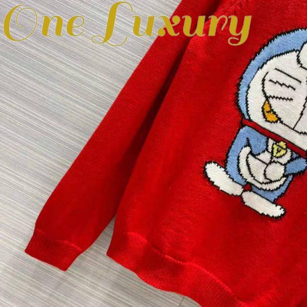 Replica Gucci Women Doraemon x Gucci Wool Sweater Red Wool Crewneck 8