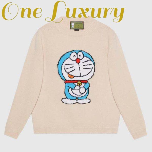 Replica Gucci Women Doraemon x Gucci Wool Sweater White Crewneck