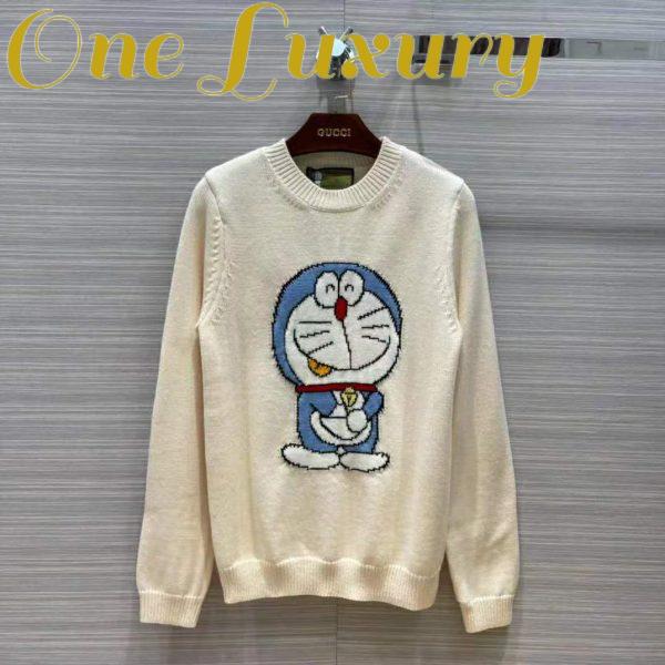 Replica Gucci Women Doraemon x Gucci Wool Sweater White Crewneck 2