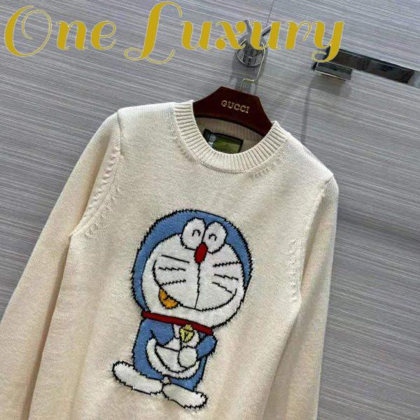 Replica Gucci Women Doraemon x Gucci Wool Sweater White Crewneck 3
