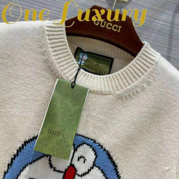 Replica Gucci Women Doraemon x Gucci Wool Sweater White Crewneck 6