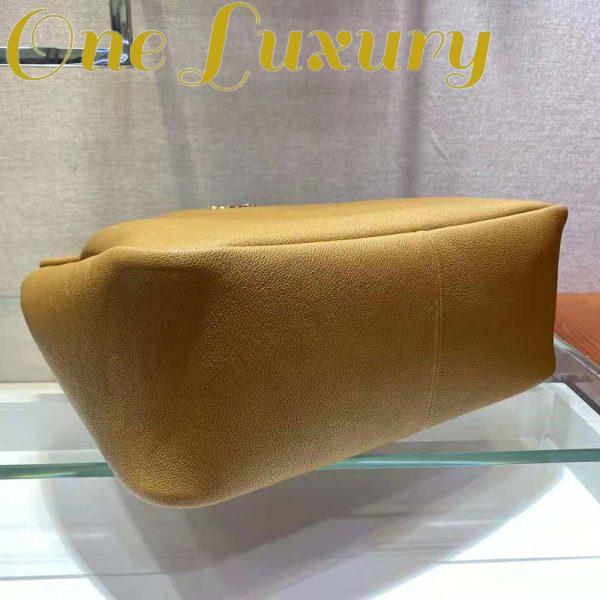Replica Prada Women Medium Leather Handbag with the Prada Metal Lettering Logo Illuminating Its Center-Brown 8