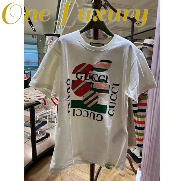 Replica Gucci Women GG Cotton Jersey Printed T-Shirt Off White Cherry Sequin Embroidery 2
