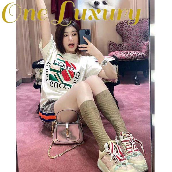 Replica Gucci Women GG Cotton Jersey Printed T-Shirt Off White Cherry Sequin Embroidery 12
