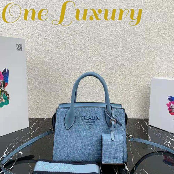 Replica Prada Women Saffiano Leather Prada Monochrome Bag-Blue 3
