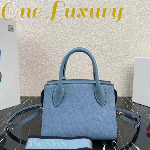 Replica Prada Women Saffiano Leather Prada Monochrome Bag-Blue 4