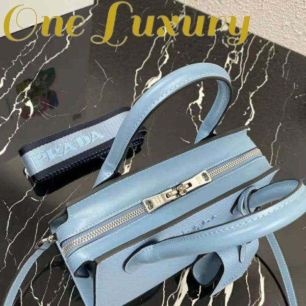 Replica Prada Women Saffiano Leather Prada Monochrome Bag-Blue 7