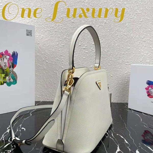 Replica Prada Women Medium Saffiano Leather Prada Matinee Bag-White 5