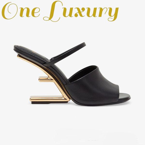 Replica Fendi Women First Black Leather High-Heeled Sandals