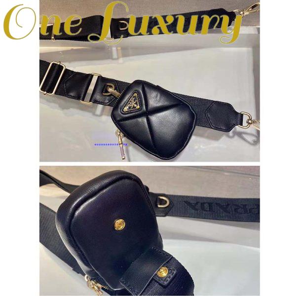 Replica Prada Women Padded Leather Shoulder Bag Triangle-Stitched Padding-Black 9