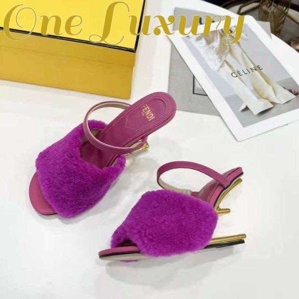 Replica Fendi Women First Purple Sheepskin High-Heeled Sandals 5