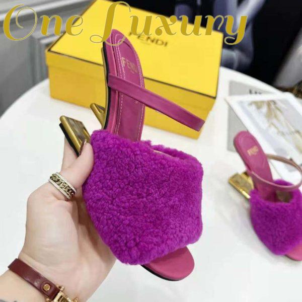 Replica Fendi Women First Purple Sheepskin High-Heeled Sandals 7