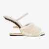 Replica Fendi Women Slingback Sandals Wide Strap Maxi Bow Beige Leather 11