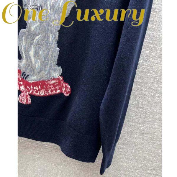 Replica Dior Women CD Bobby Sweater Navy Blue Cashmere Jacquard Ribbed Round Collar 10