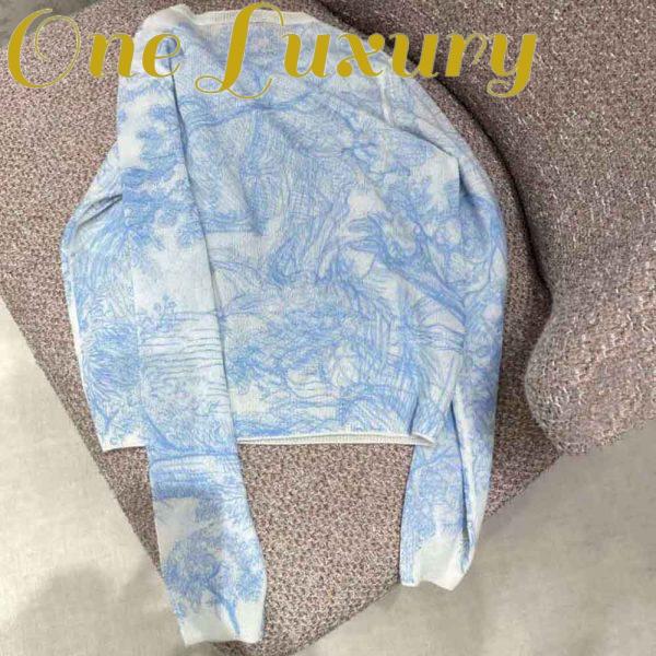 Replica Dior Women Chez Moi Embroidered Sweater Cornflower Blue Technical Cashmere Knit 8