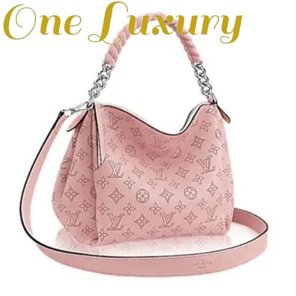 Replica Louis Vuitton LV Women Carmel Hobo Bag Pink Mahina Perforated Calfskin Leather 2