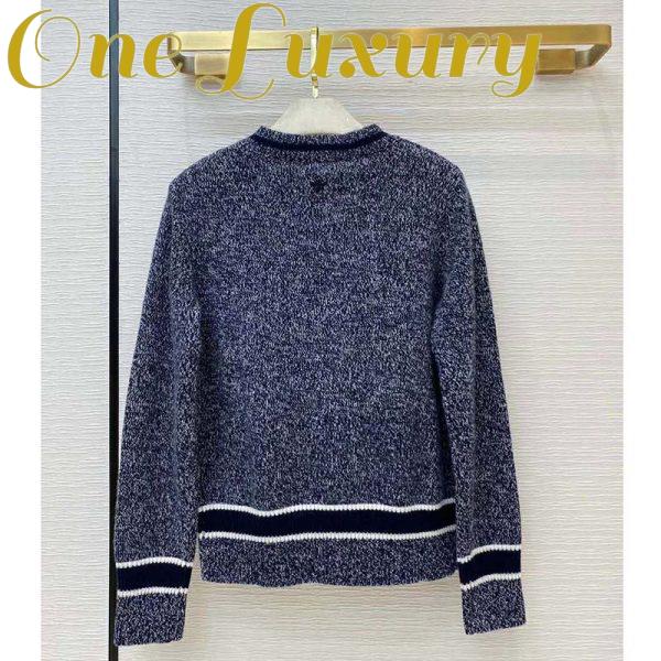 Replica Dior Women V-Neck Sweater Blue and Gray Cashmere and Wool 5