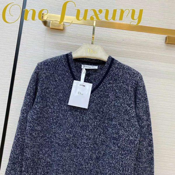 Replica Dior Women V-Neck Sweater Blue and Gray Cashmere and Wool 6