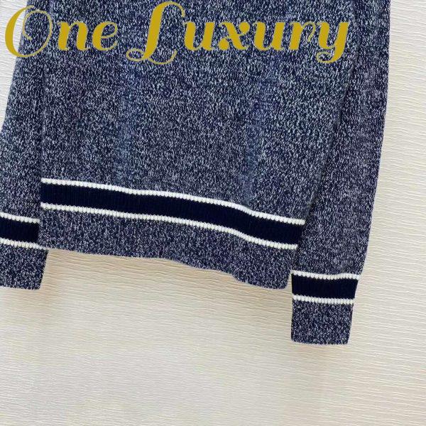 Replica Dior Women V-Neck Sweater Blue and Gray Cashmere and Wool 8