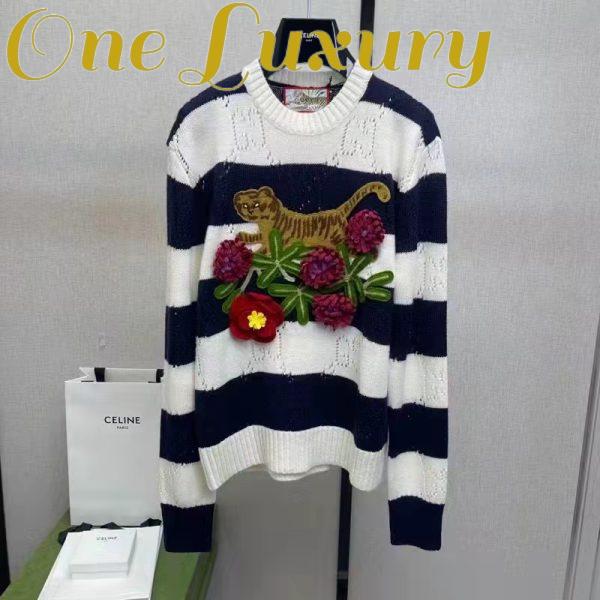 Replica Gucci GG Men Gucci Tiger Wool Sweater Embroidery Tiger Flower Crewneck 3
