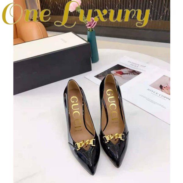 Replica Gucci GG Women’s Leather Pump with Chain Black Leather 9 cm Heel 4