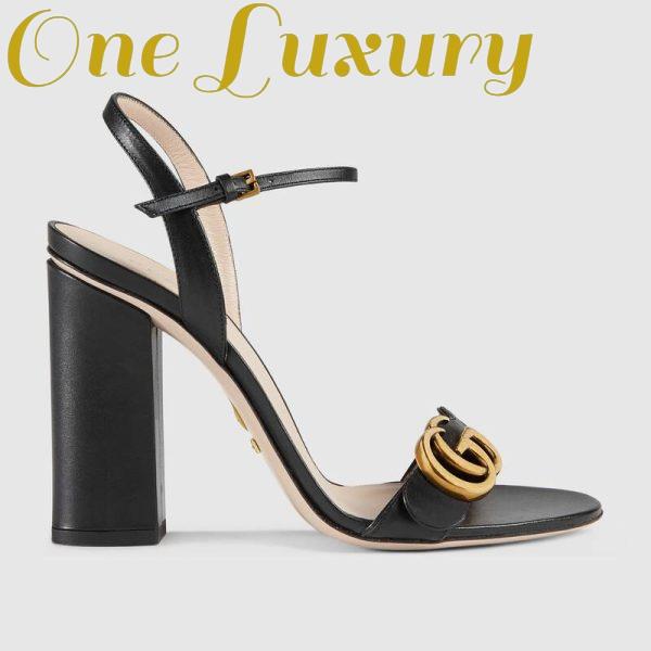Replica Gucci Women Leather Sandal 10.2 cm Heel-Black