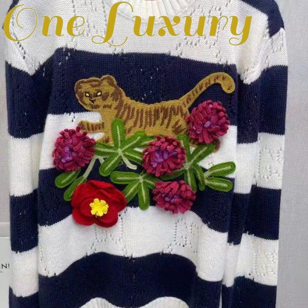 Replica Gucci GG Men Gucci Tiger Wool Sweater Embroidery Tiger Flower Crewneck 5