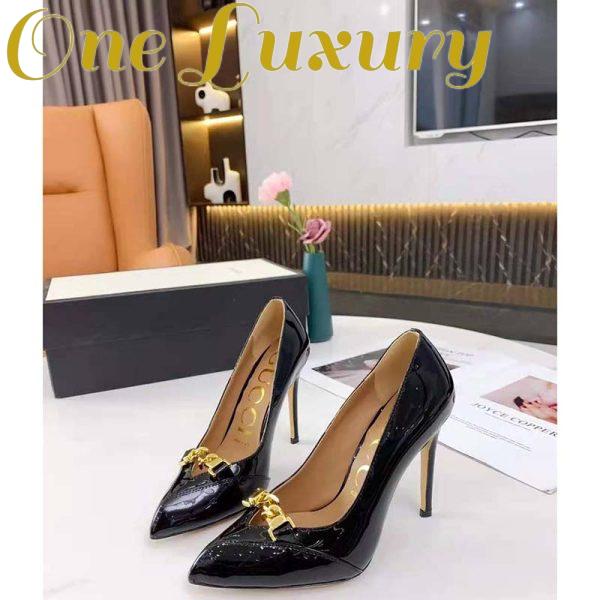 Replica Gucci GG Women’s Leather Pump with Chain Black Leather 9 cm Heel 5