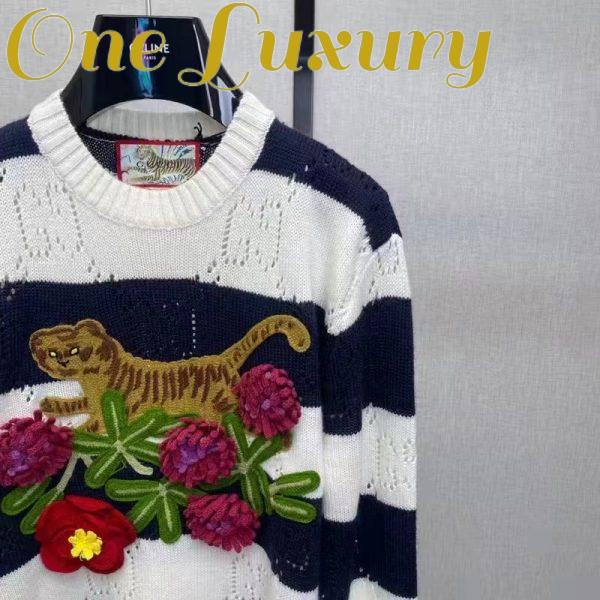 Replica Gucci GG Men Gucci Tiger Wool Sweater Embroidery Tiger Flower Crewneck 6