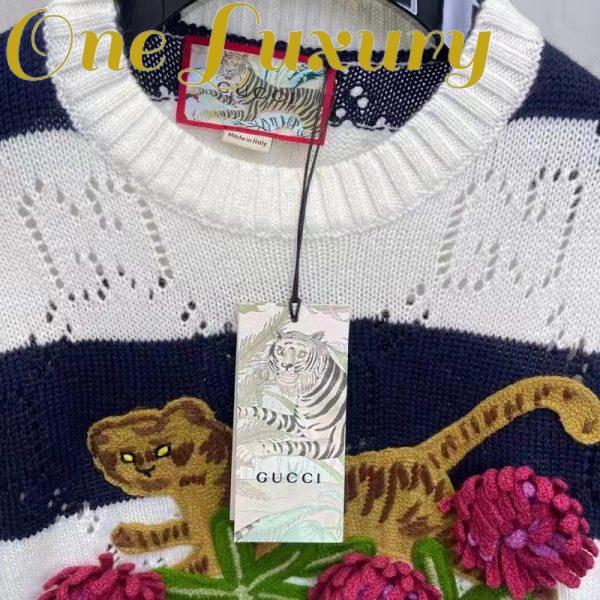 Replica Gucci GG Men Gucci Tiger Wool Sweater Embroidery Tiger Flower Crewneck 8