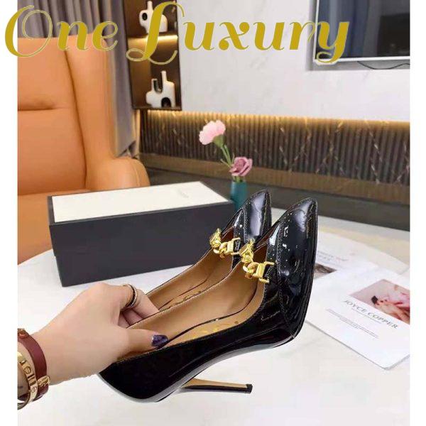 Replica Gucci GG Women’s Leather Pump with Chain Black Leather 9 cm Heel 8