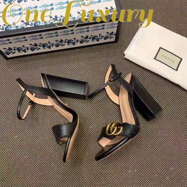 Replica Gucci Women Leather Sandal 10.2 cm Heel-Black 7