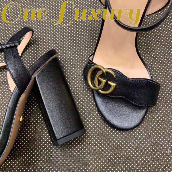 Replica Gucci Women Leather Sandal 10.2 cm Heel-Black 8