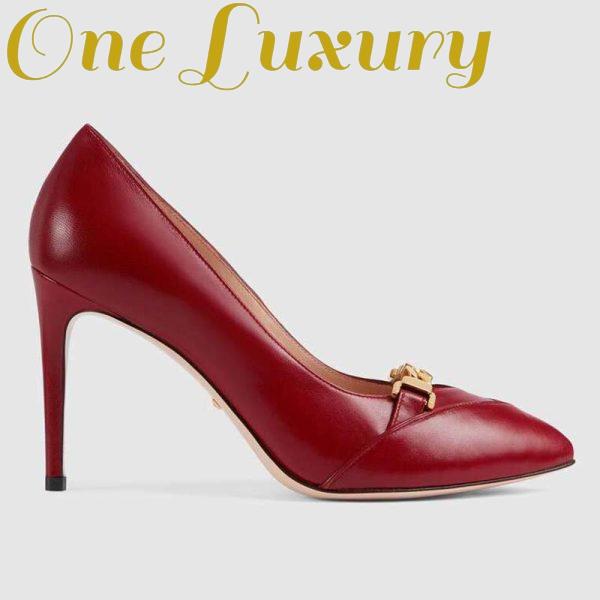 Replica Gucci GG Women’s Leather Pump with Chain Red Leather 9 cm Heel 2