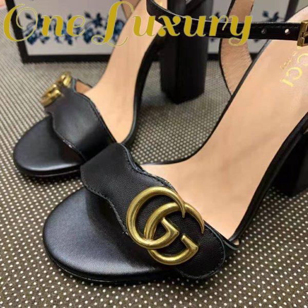 Replica Gucci Women Leather Sandal 10.2 cm Heel-Black 9