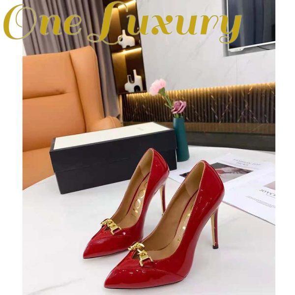Replica Gucci GG Women’s Leather Pump with Chain Red Leather 9 cm Heel 5
