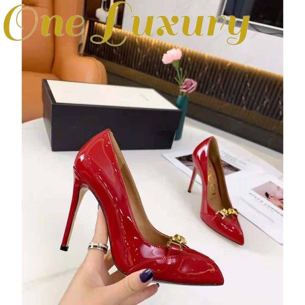 Replica Gucci GG Women’s Leather Pump with Chain Red Leather 9 cm Heel 10