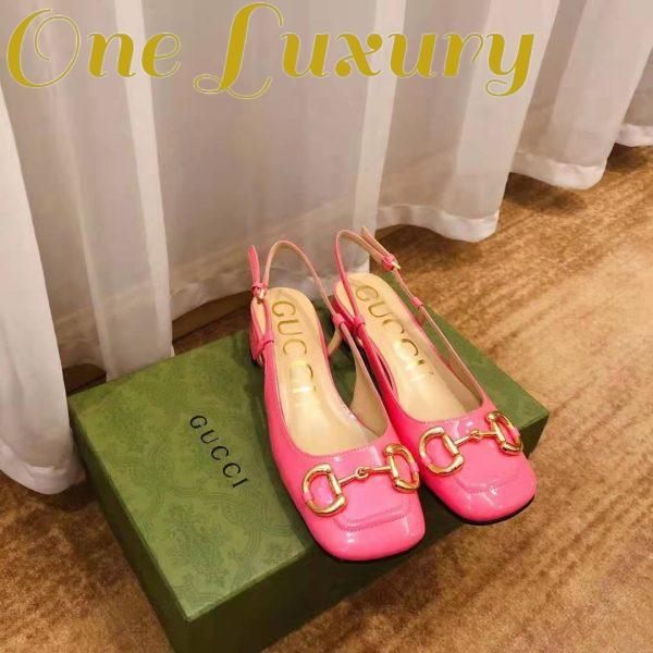 Replica Gucci GG Women’s Mid-Heel Slingback with Horsebit Pink Leather 6 cm Heel 3