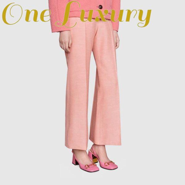 Replica Gucci GG Women’s Mid-Heel Slingback with Horsebit Pink Leather 6 cm Heel 7