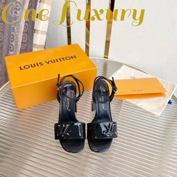 Replica Louis Vuitton LV Women Shake Sandal Black Patent Calf Leather 9.5 Cm Heel 6