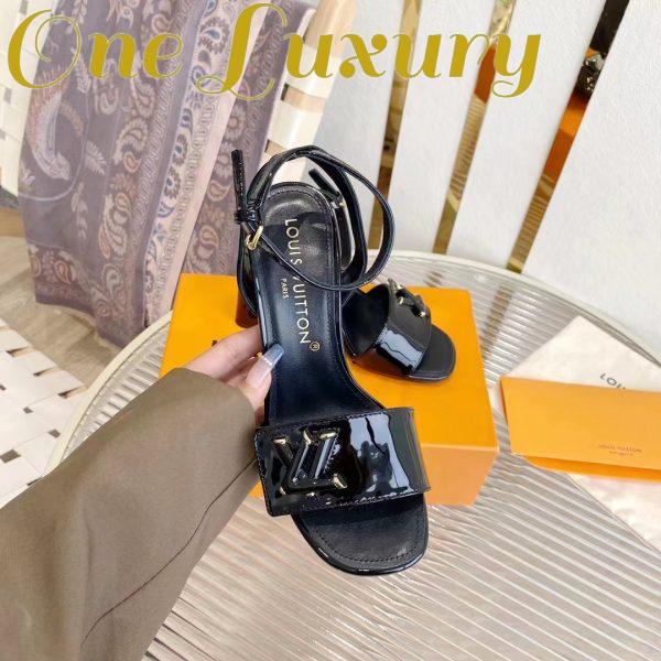 Replica Louis Vuitton LV Women Shake Sandal Black Patent Calf Leather 9.5 Cm Heel 7