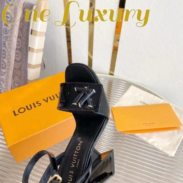 Replica Louis Vuitton LV Women Shake Sandal Black Patent Calf Leather 9.5 Cm Heel 9