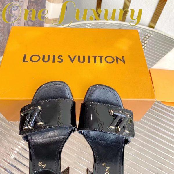 Replica Louis Vuitton LV Women Shake Sandal Black Patent Calf Leather 9.5 Cm Heel 10