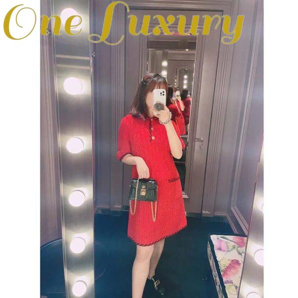 Replica Gucci Women GG Cable Stitch Wool Dress Red Polo Collar Short Sleeves 14